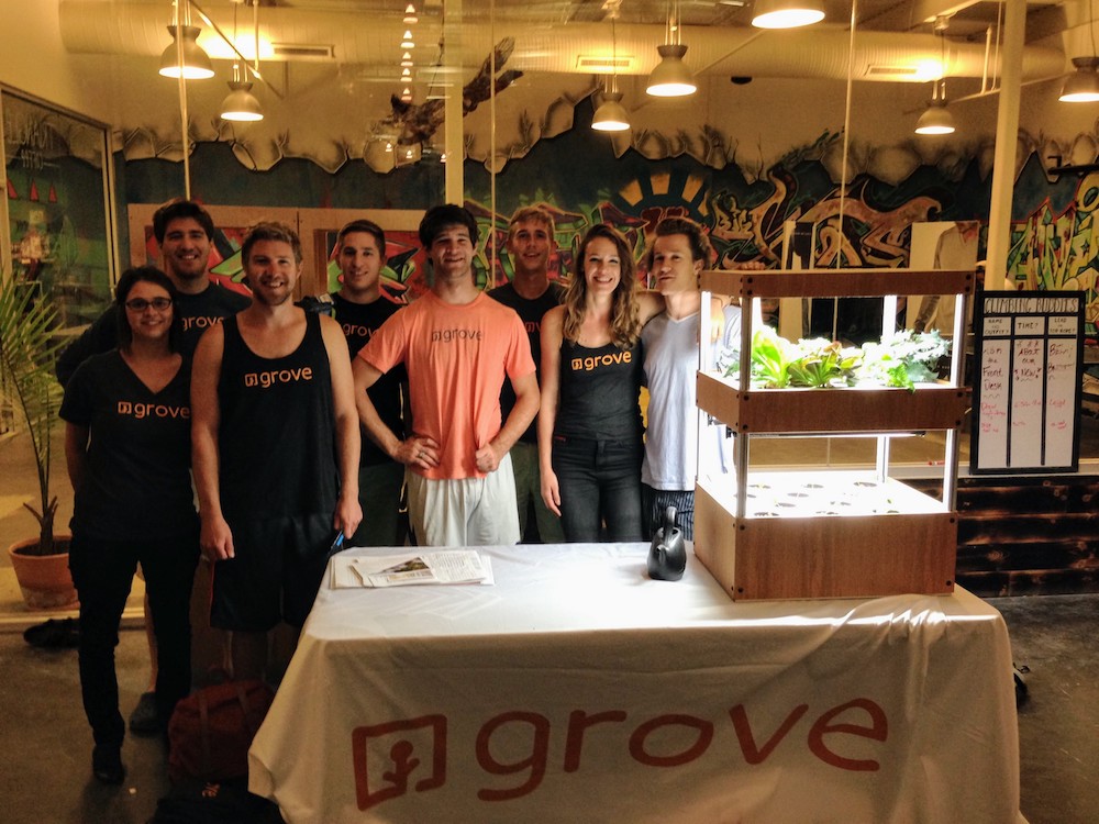 Some of the team showing off our hydroponic garden prototype at Brooklyn Boulders, the nearby climbing gym where we provided free memberships.